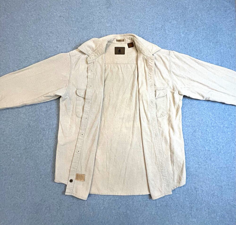 St. John's Bay Shirt Mens L Chamois Cloth Beige Long Sleeve Button-Up Pockets